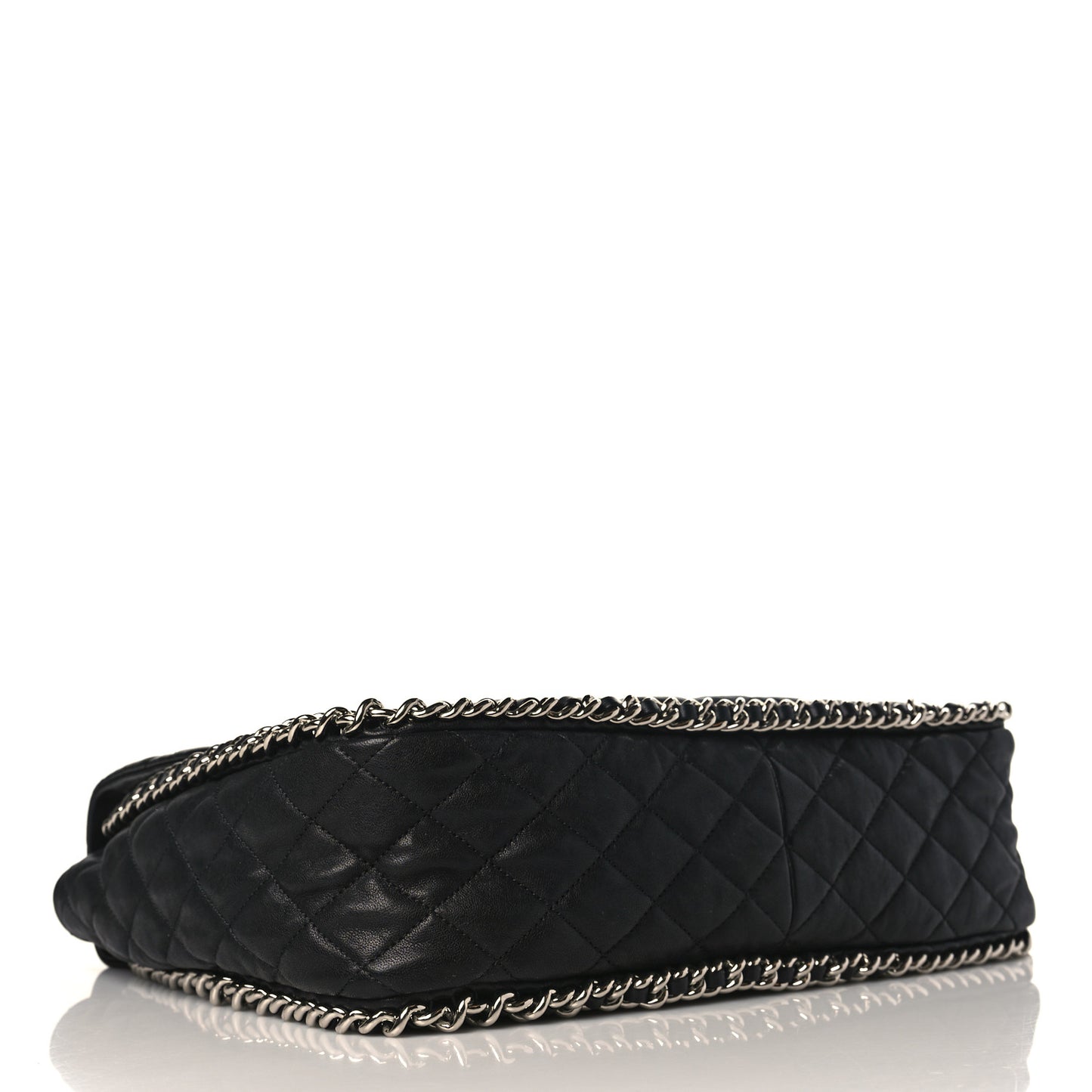 Washed Lambskin Quilted Maxi Chain Around Flap Black