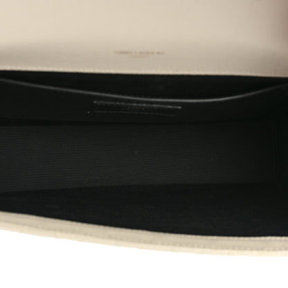 Saint Laurent Grain De Poudre Textured Mixed Matelasse Medium Triquilt Monogram Satchel Crema Soft 4 of 16