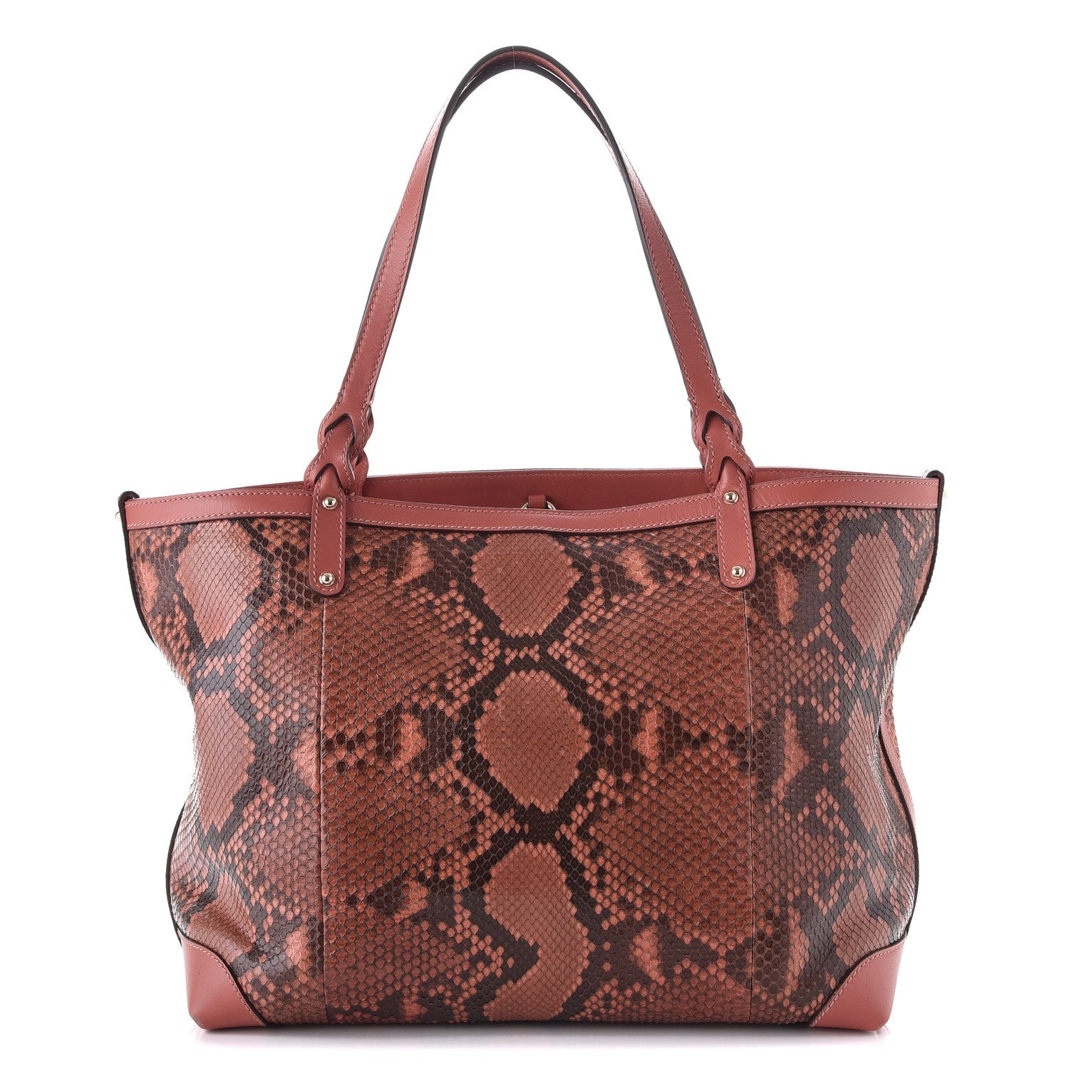 Gucci Python Medium Craft Tote Coral 1 of 9
