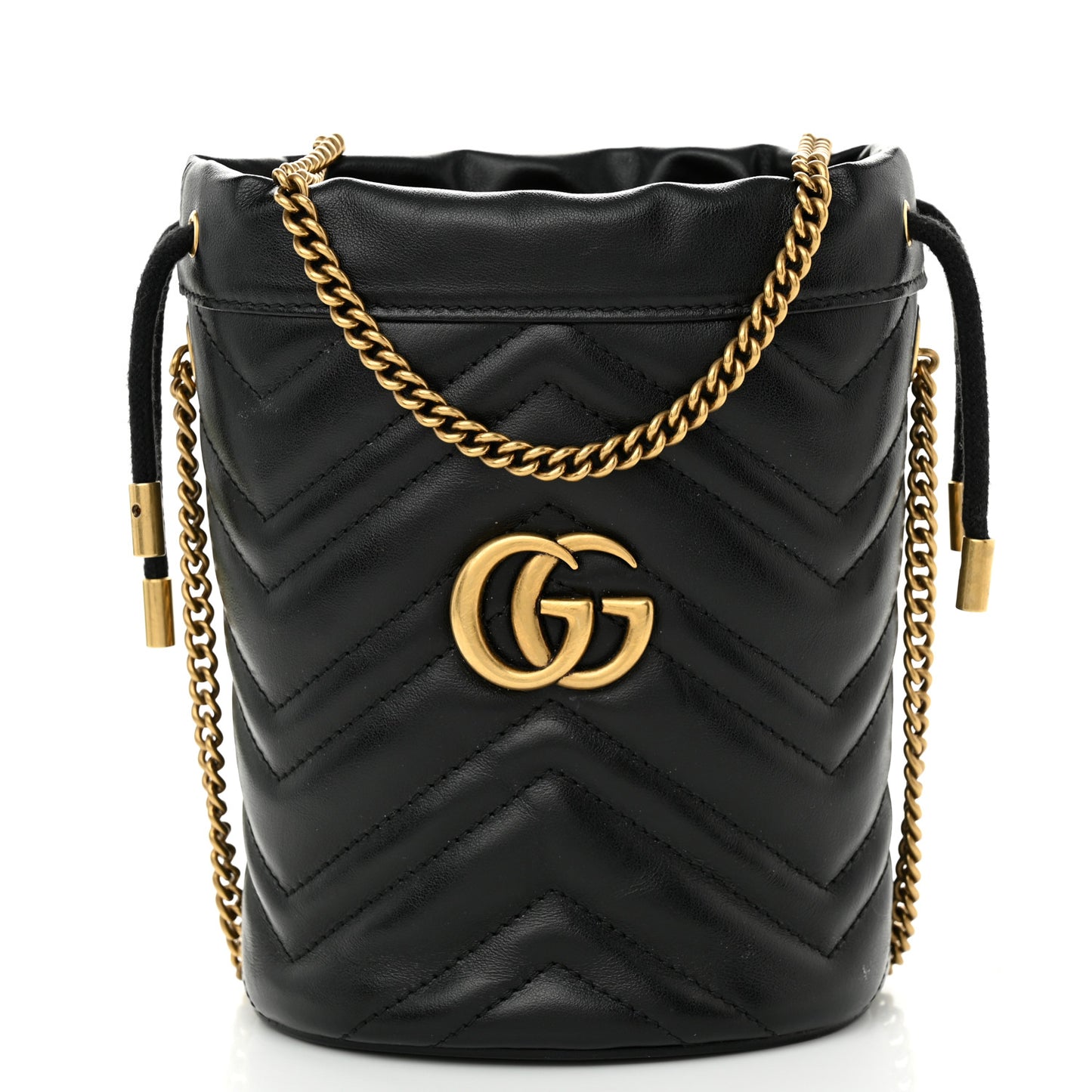 Calfskin Matelasse Mini GG Marmont 2.0 Bucket Bag Black