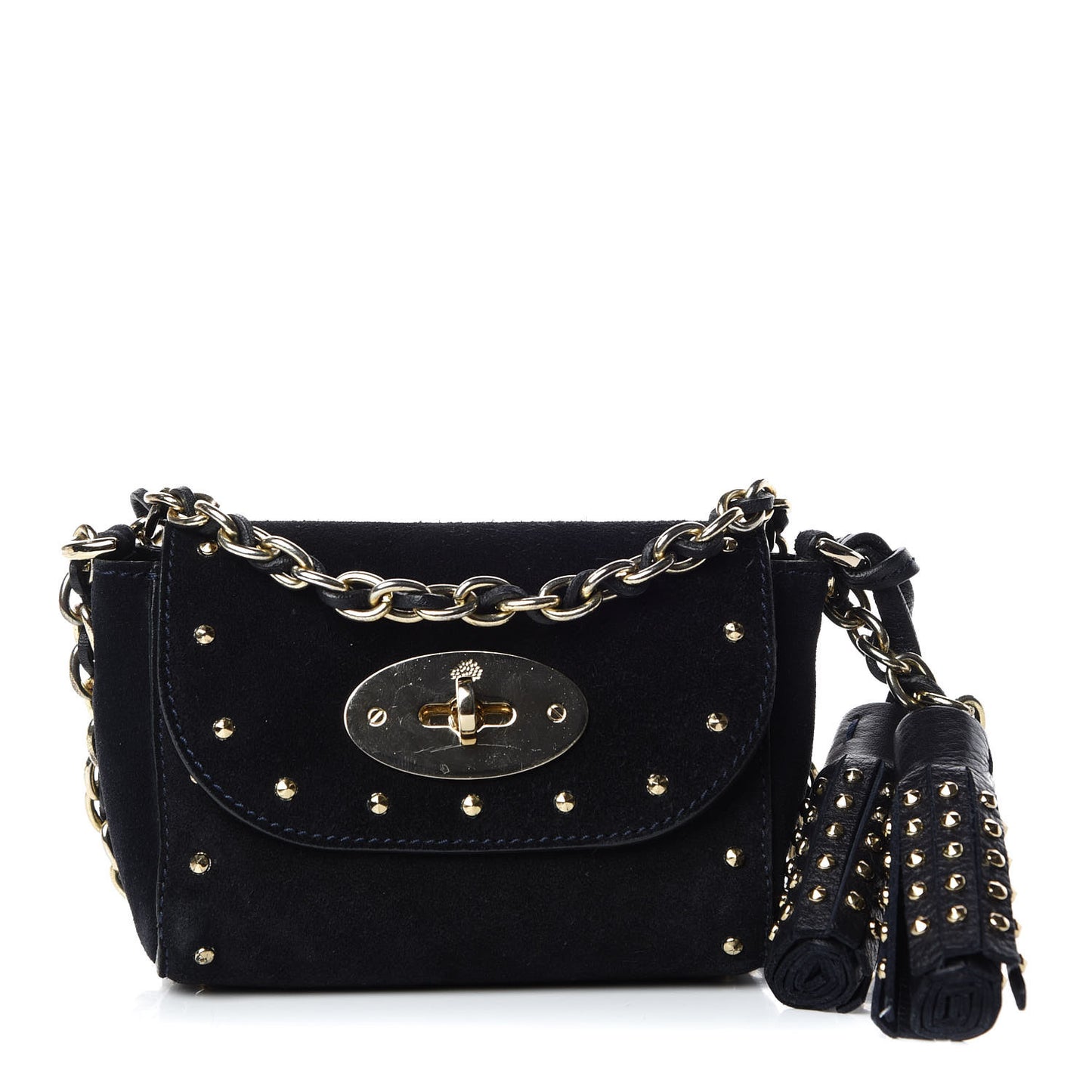 Suede Studded Mini Lily Flap Ink Blue
