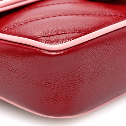 Gucci Azalea Calfskin Enamel Matelasse Diagonal Super Mini Torchon GG Marmont Shoulder Bag New Cherry Red Wild Rose 9 of 11