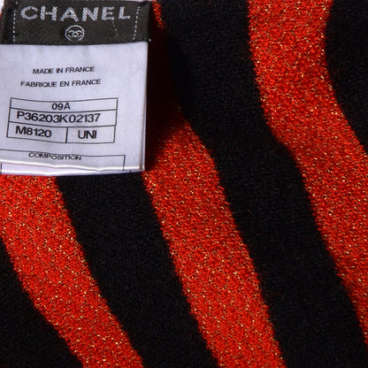 Chanel Wool Cashmere Paris Moscow Long Scarf Red Black 4 of 4