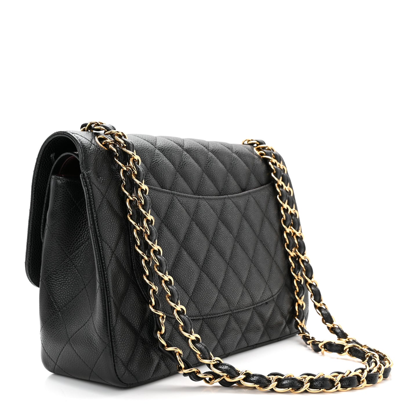 Caviar Quilted Jumbo Double Flap Black