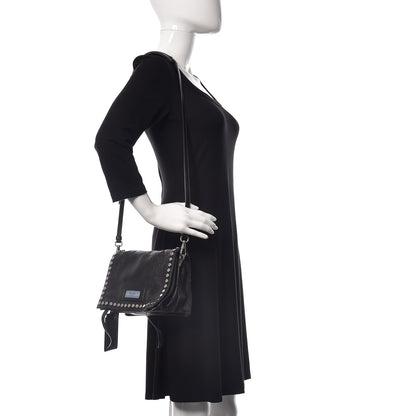 Prada Glace Calfskin Studded Etiquette Flap Black 2 of 9