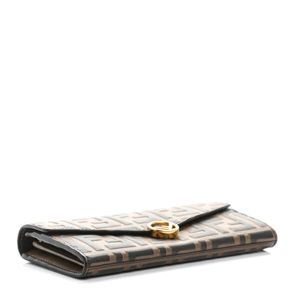 Fendi Vitello Soft F is Fendi Bi-Color FF 1974 Embossed Continental Envelope Wallet Maya Black 3 of 8