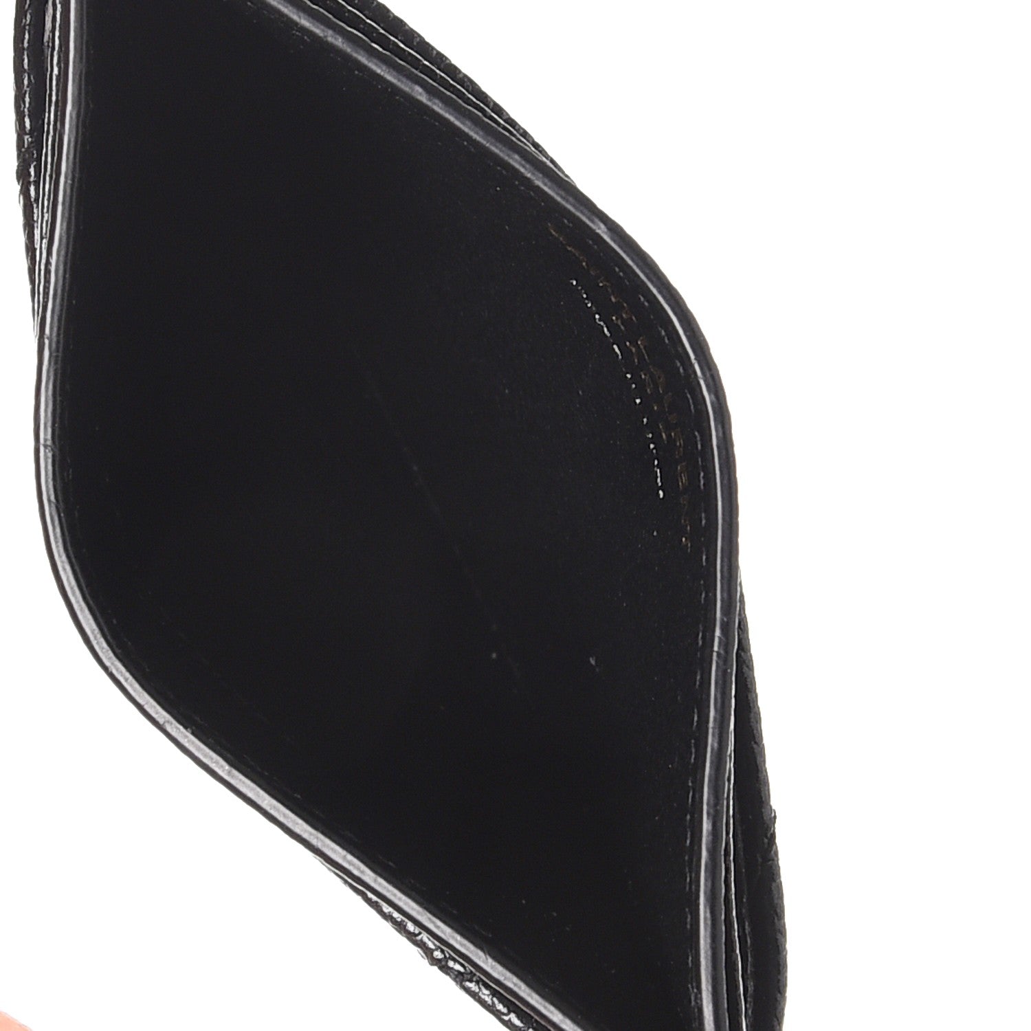Saint Laurent Grain De Poudre Matelasse Chevron Monogram Credit Card Case Black 5 of 7