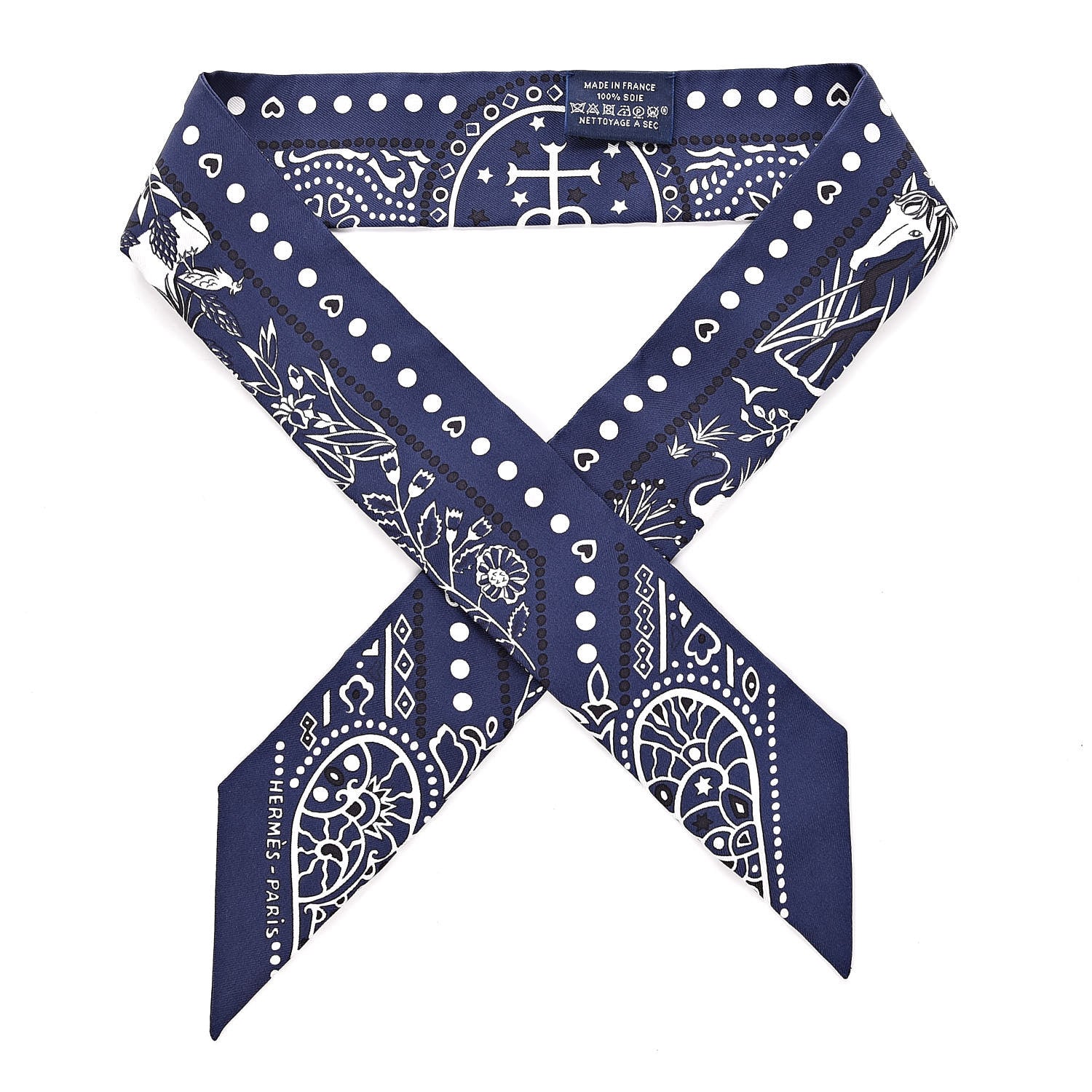 Hermes Silk Entre Ciel Et Mer Twilly Marine White Black 1 of 5