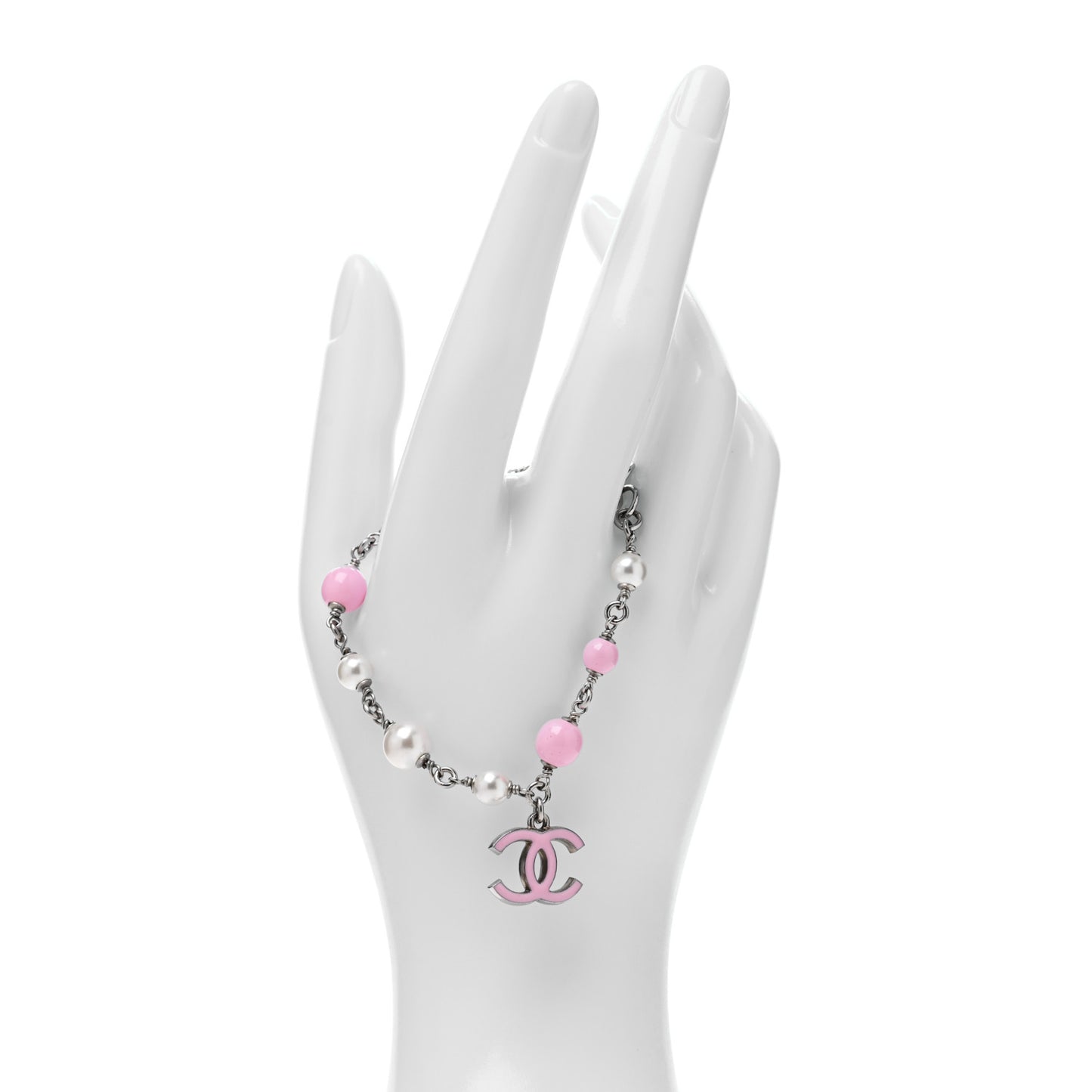 Pearl Enamel CC Bracelet Pink
