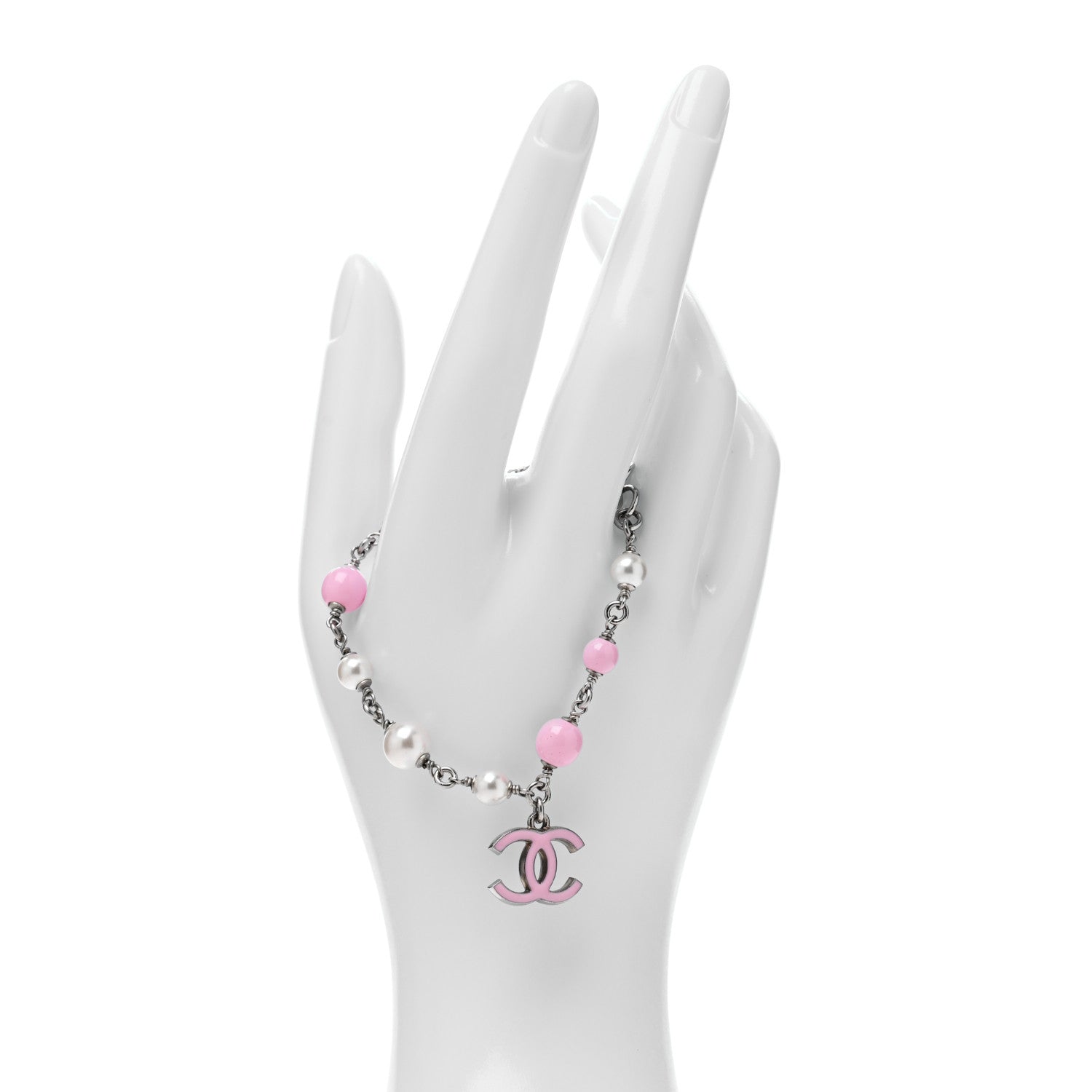 Chanel Pearl Enamel CC Bracelet Pink 2 of 5