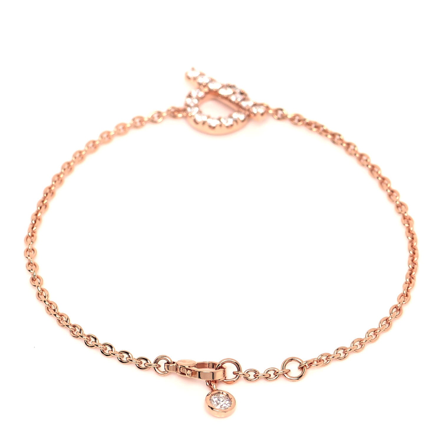 Hermes 18K Rose Gold Diamond Finesse Bracelet LG 3 of 6