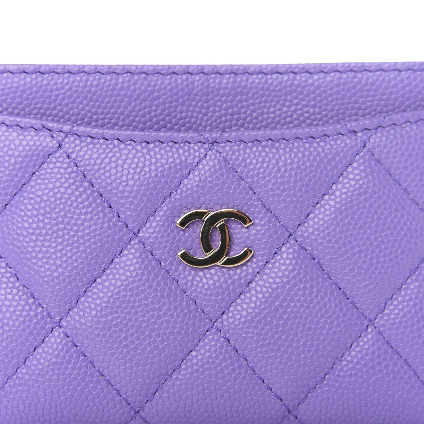 Caviar Quilted Card Holder Purple