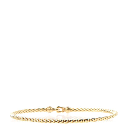 David Yurman 18K Yellow Gold Diamond 2.6mm Cable Collectibles Buckle Bracelet 3 of 6