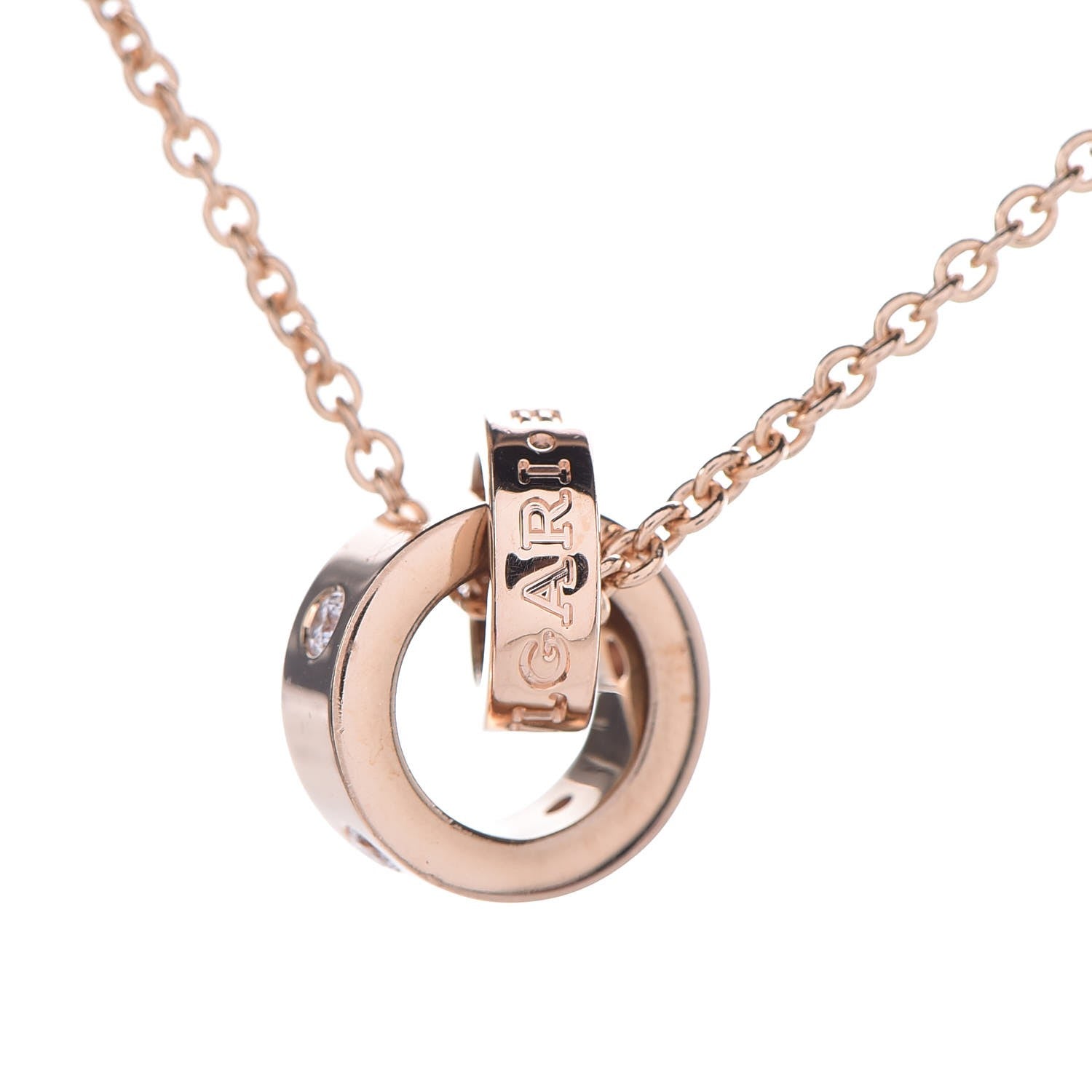 Bulgari 18K Rose Gold Diamond BVLGARI BVLGARI Link Pendant Necklace 11 of 11