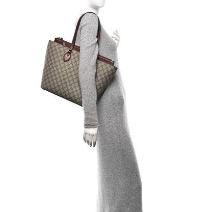 Gucci GG Supreme Monogram Medium Zippered Bucket Tote Beige Tuscany 2 of 14