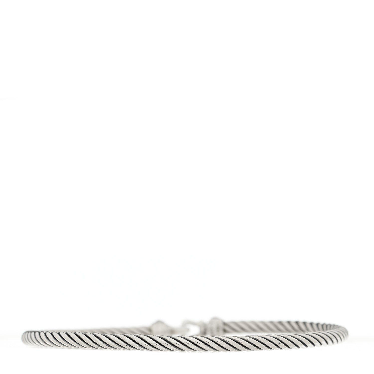 David Yurman Sterling Silver Diamond 3mm Cable Buckle Bracelet 1 of 3