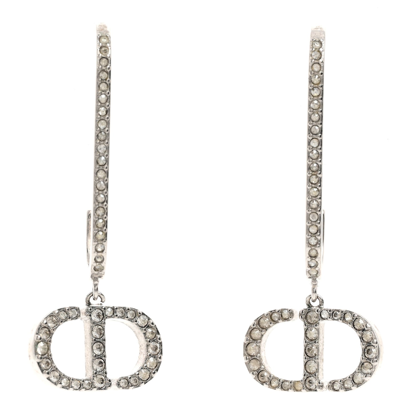 Crystal CD Drop Earrings Silver