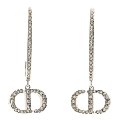 Christian Dior Crystal CD Drop Earrings Silver 1 of 4