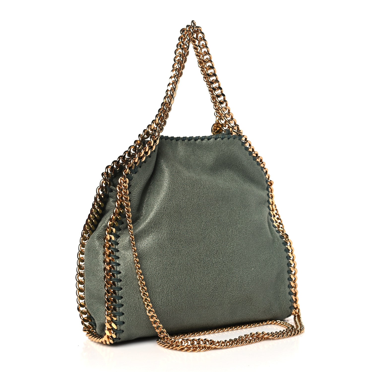 Stella McCartney Shaggy Deer Mini Falabella Fold Over Tote Stone Green 3 of 10