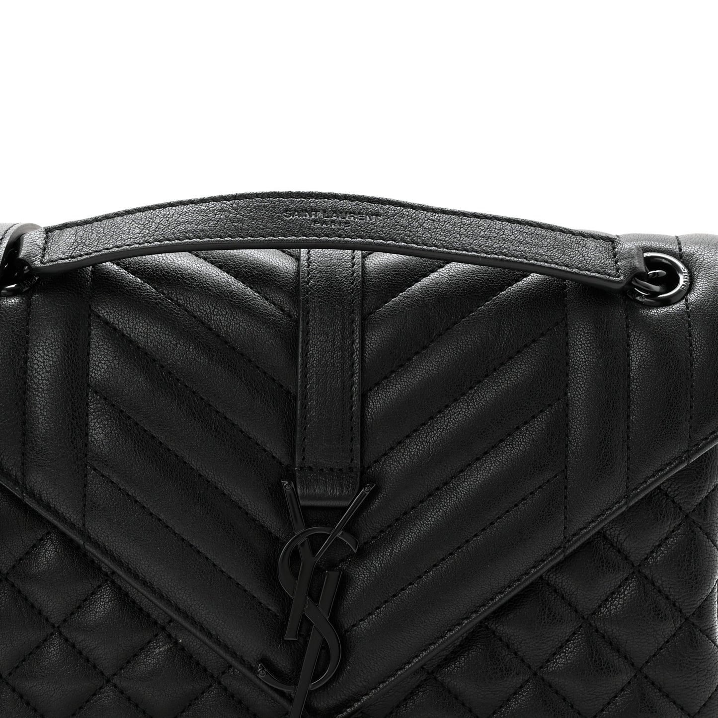 Sheepskin Mixed Matelasse Triquilt Medium Monogram Monochrome College Bag Black