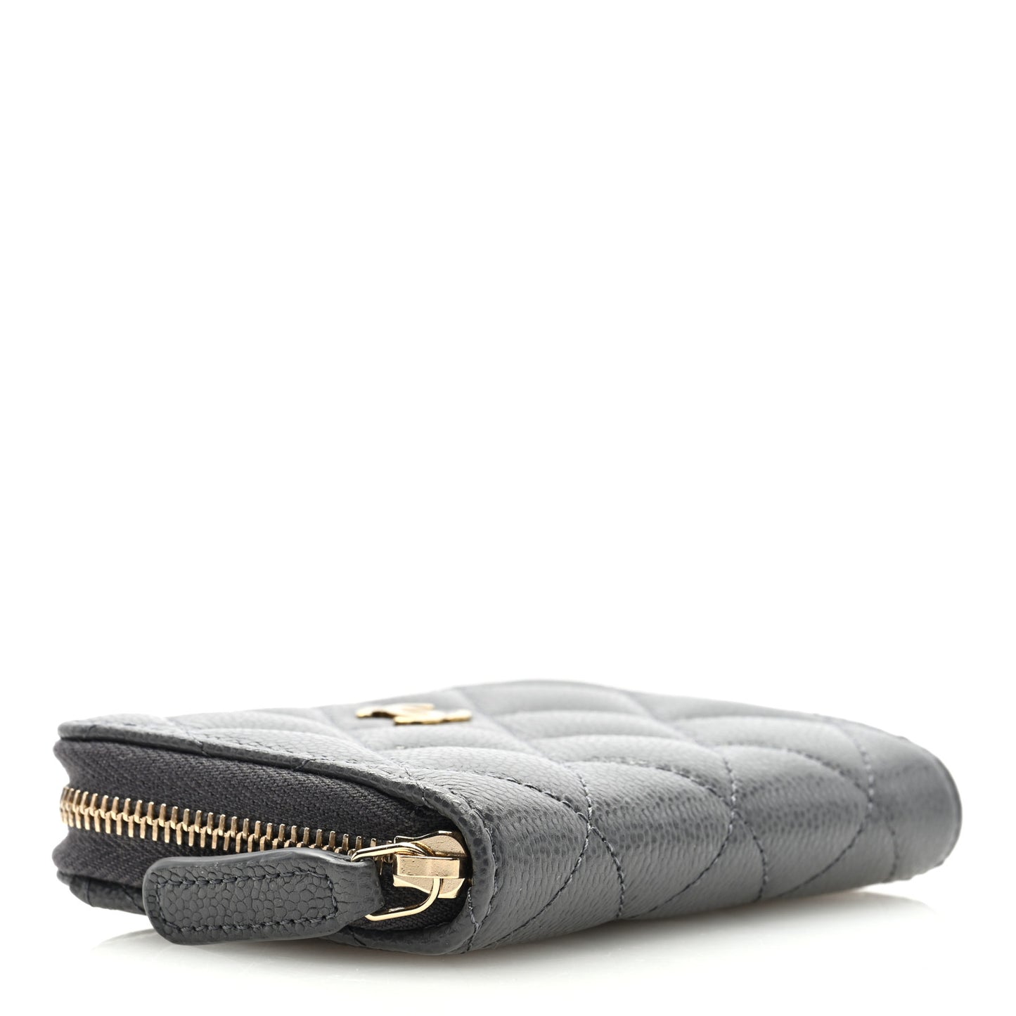 Caviar Quilted Zip Coin Purse Dark Grey