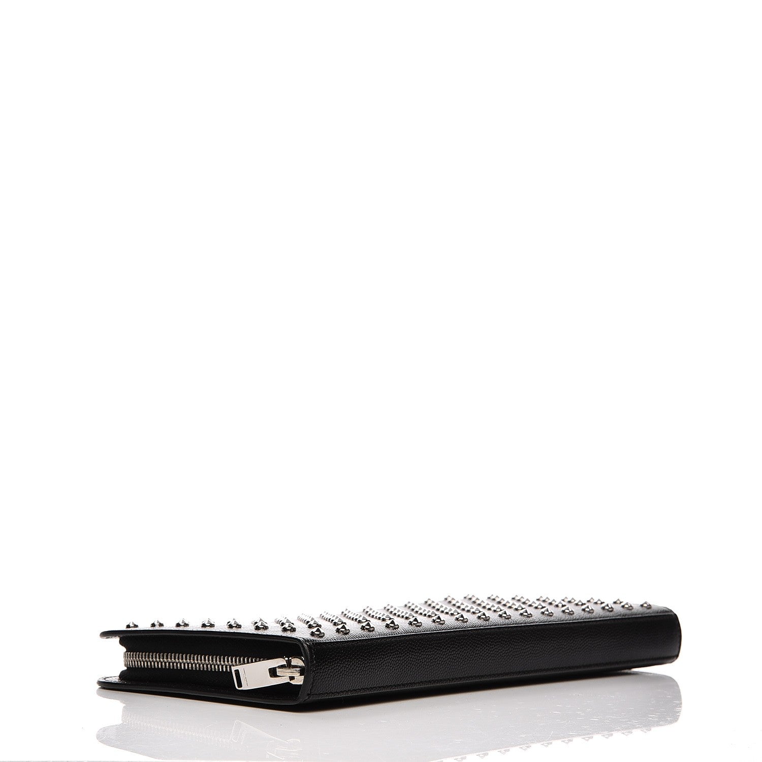 Saint Laurent Grain De Poudre Studded Zip Around Wallet Black 4 of 8