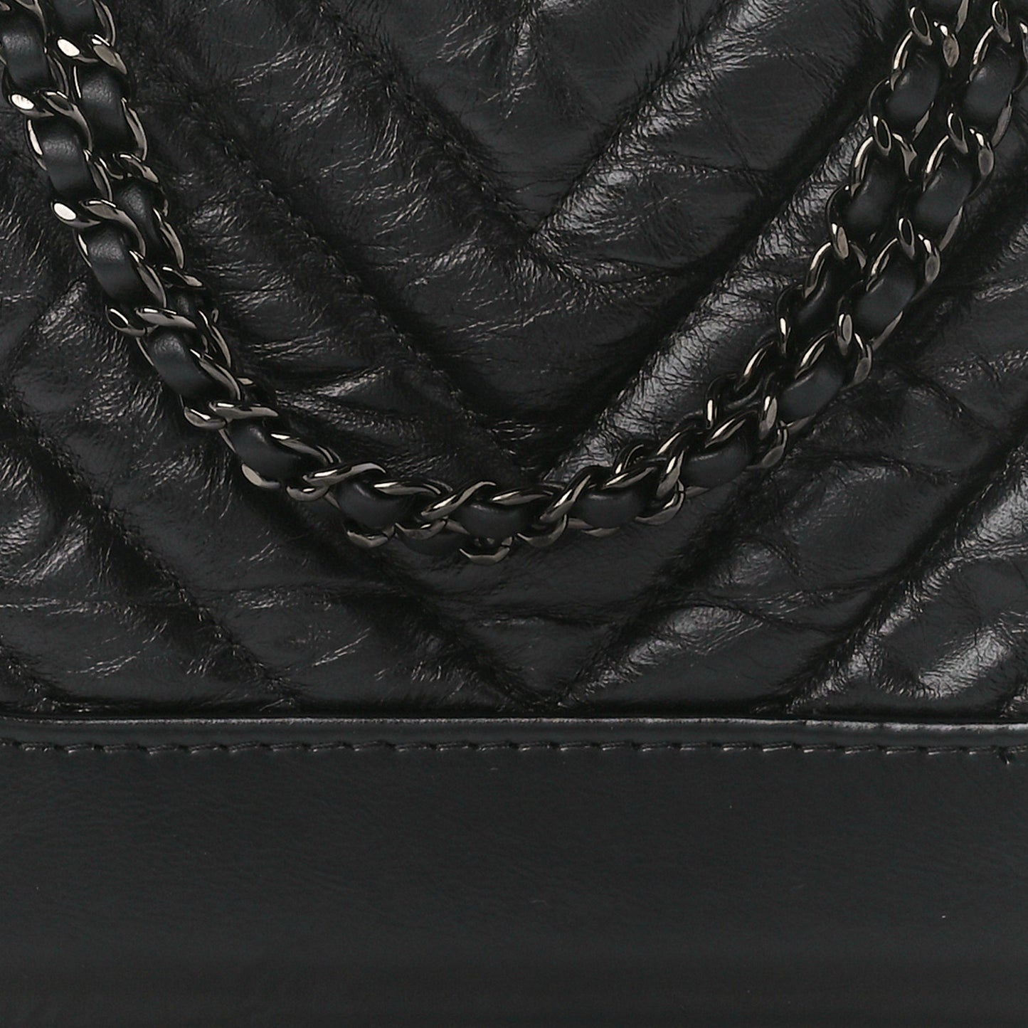 Aged Calfskin Chevron Quilted Small Gabrielle Hobo So Black