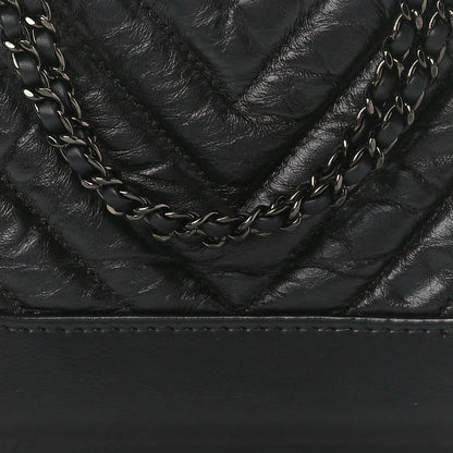 Chanel Aged Calfskin Chevron Quilted Small Gabrielle Hobo So Black 8 of 11