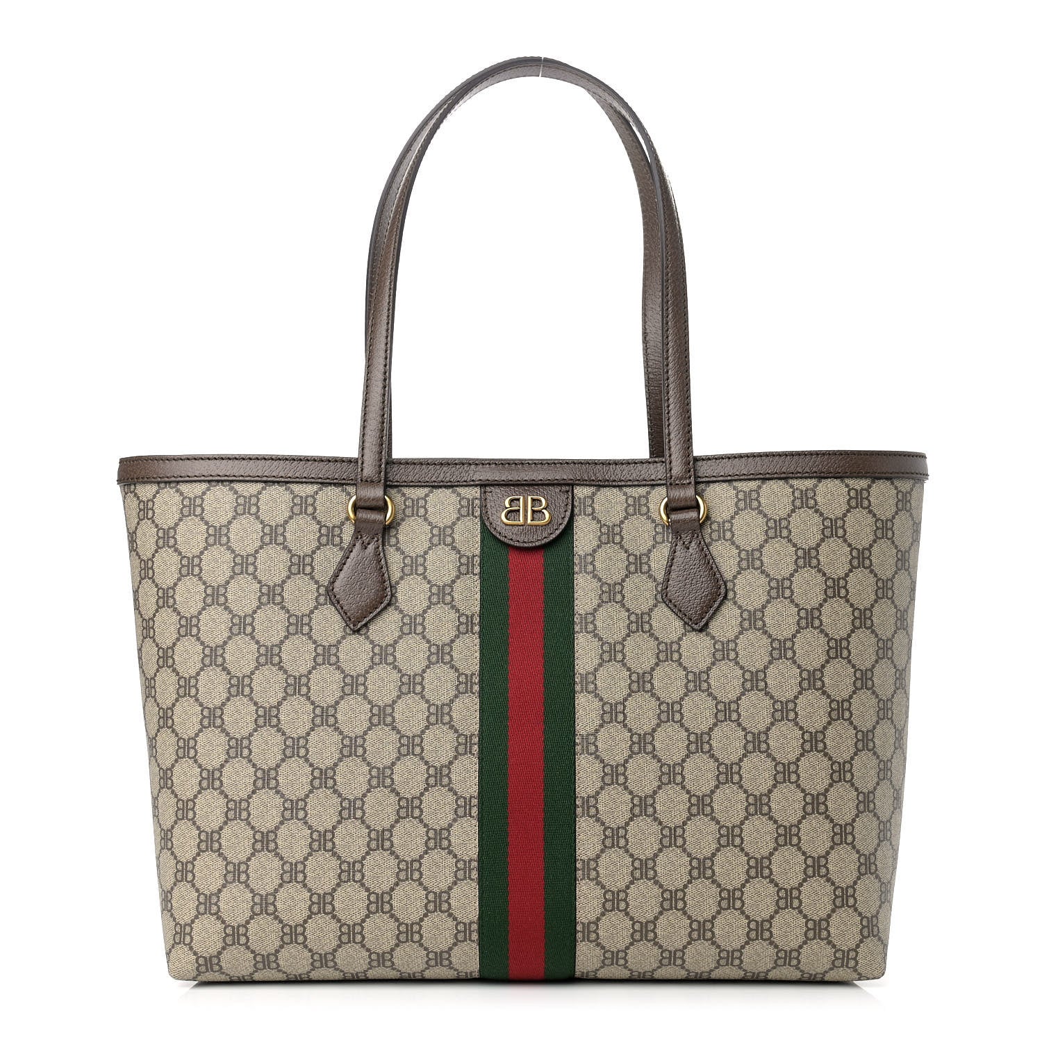 Gucci X BALENCIAGA BB Supreme Monogram Web Medium Ophidia Shopping Tote Beige New Acero 1 of 9