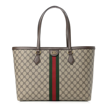 Gucci X BALENCIAGA BB Supreme Monogram Web Medium Ophidia Shopping Tote Beige New Acero 1 of 9