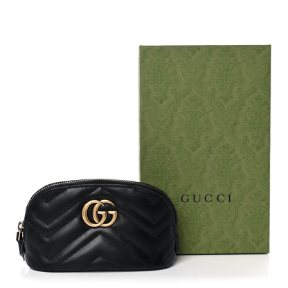 Gucci Calfskin Matelasse GG Marmont Pouch Cosmetic Case Black 10 of 10