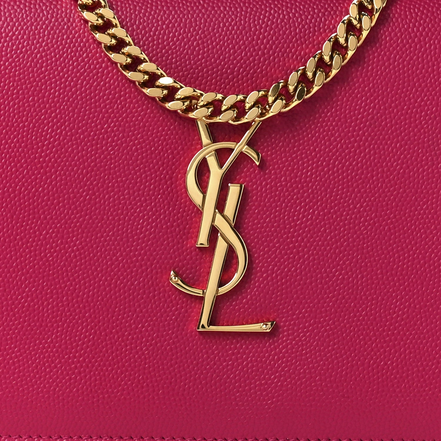 Saint Laurent Grain De Poudre Monogram Chain Wallet Bubblegum 8 of 11