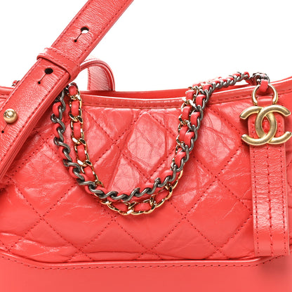 Chanel Aged Calfskin Quilted Small Gabrielle Hobo Coral 8 of 10