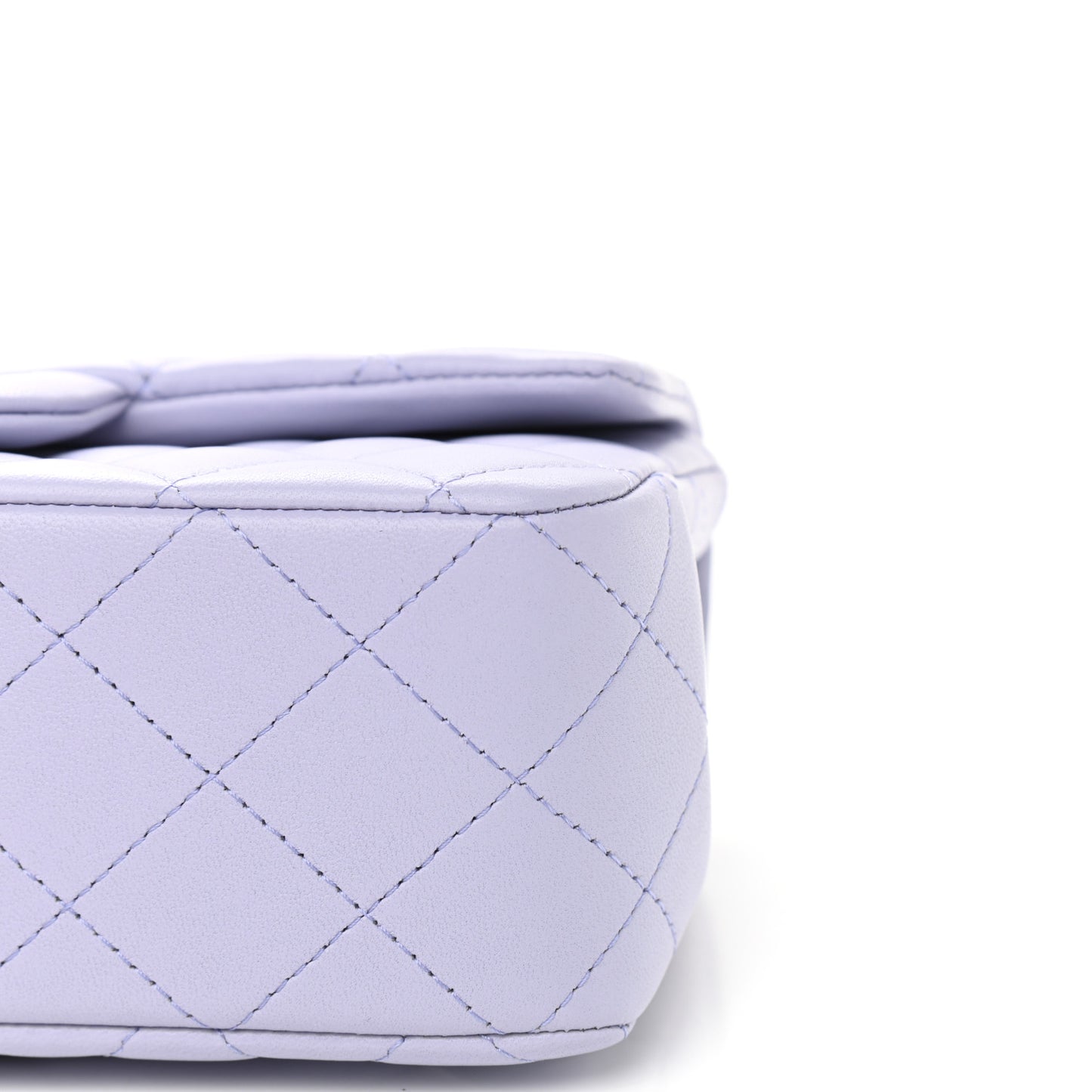 Lambskin Quilted Mini Top Handle Rectangular Flap Light Purple