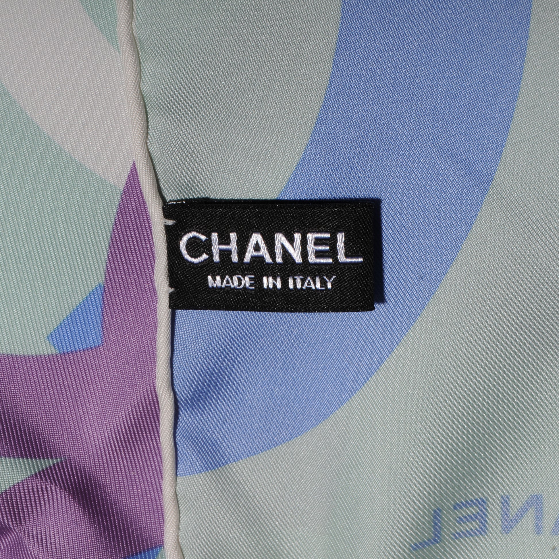 Chanel Silk Scarf CC Logo Green 4 of 5