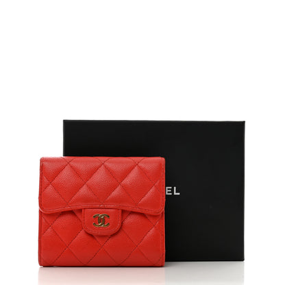 Chanel Caviar Quilted Compact Flap Wallet Red 10 of 10