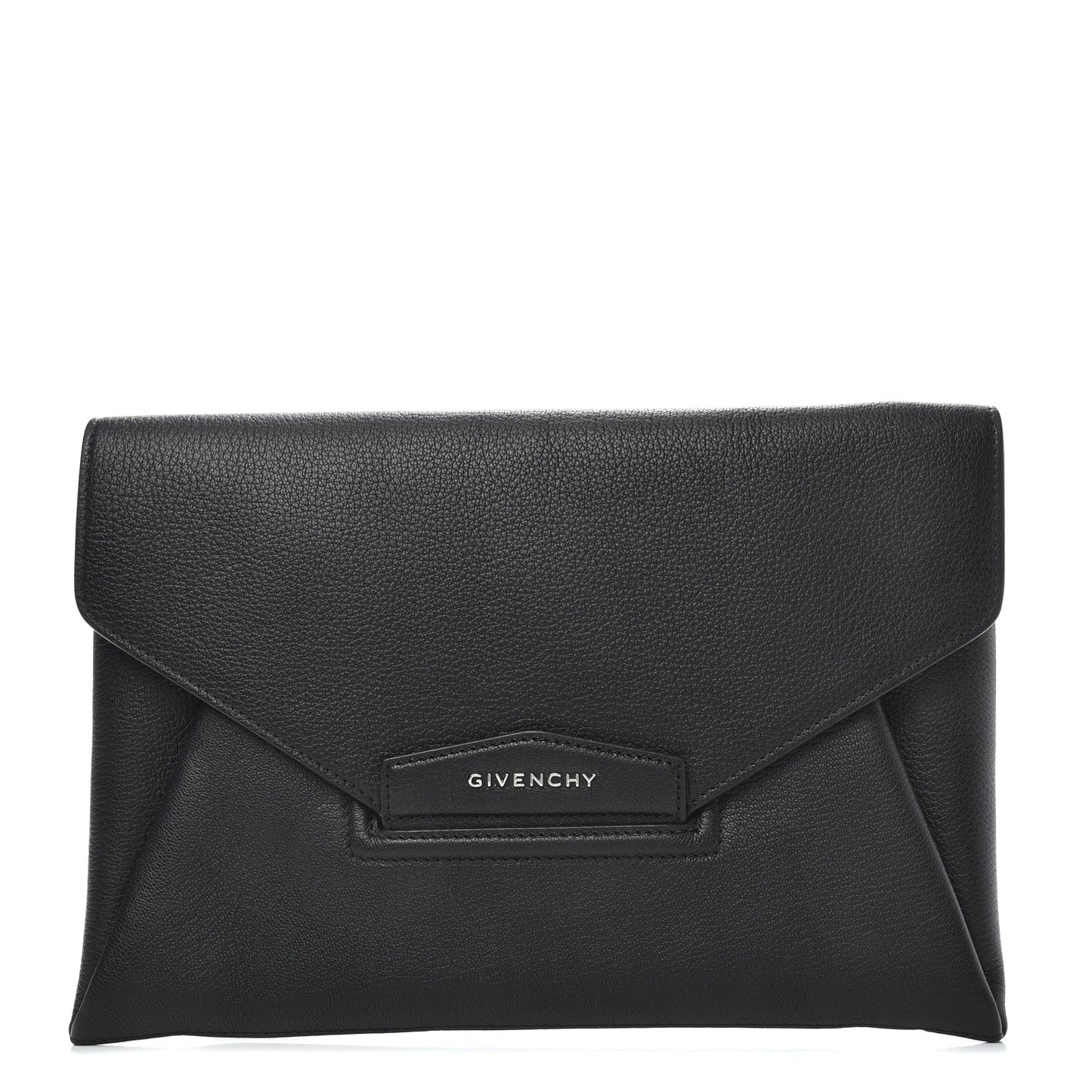 Sugar Goatskin Medium Antigona Envelope Clutch Black