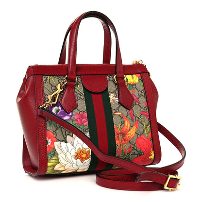 Gucci GG Supreme Monogram Flora Web Small Ophidia Tote Bag Red 3 of 12