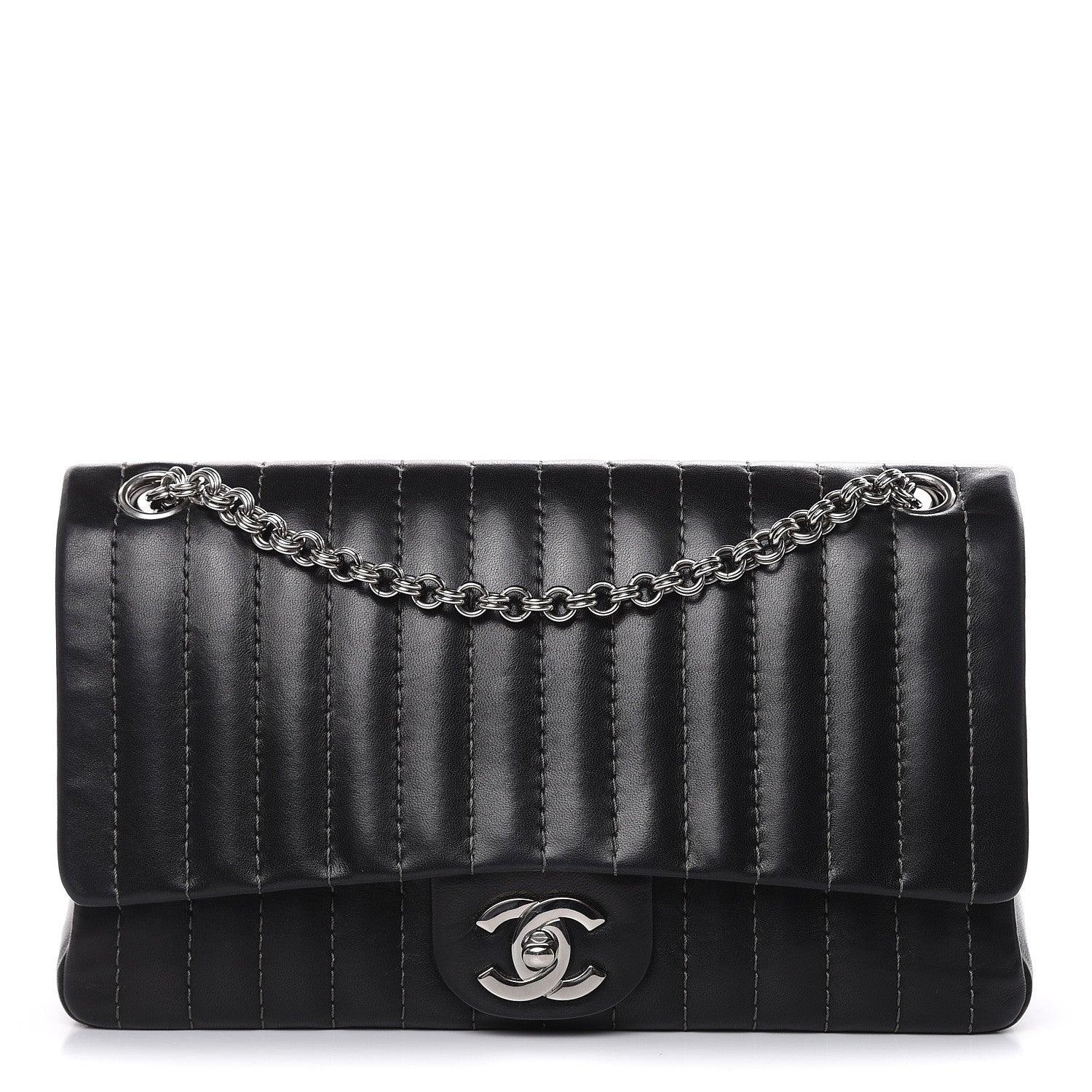 Chanel Lambskin Vertical Quilted Medium Single Flap Black 1 of 17