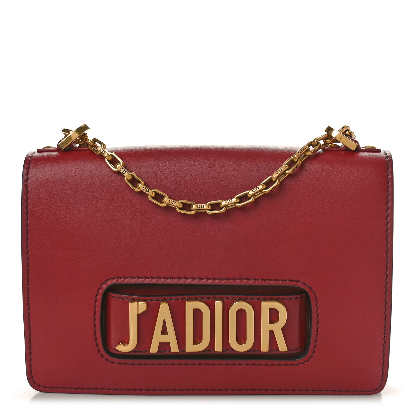 Calfskin J'Adior Chain Flap Bag Red