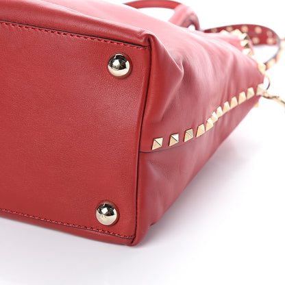 Valentino Garavani Vitello Rockstud Dome Satchel Red 7 of 7
