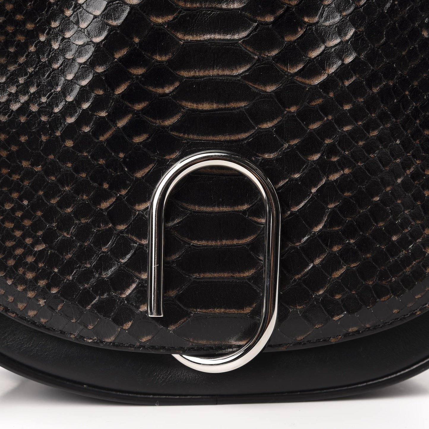 3.1 Snake-Cut Calfskin Alix Saddle Crossbody Bag Black