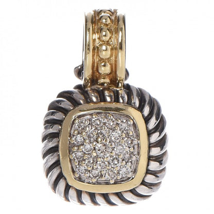 David Yurman Sterling Silver 18K Yellow Gold Diamond 7mm Albion Enhancer Pendant 1 of 3
