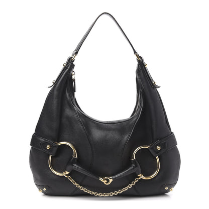Gucci Calfskin Horsebit Chain Hobo Black 1 of 13