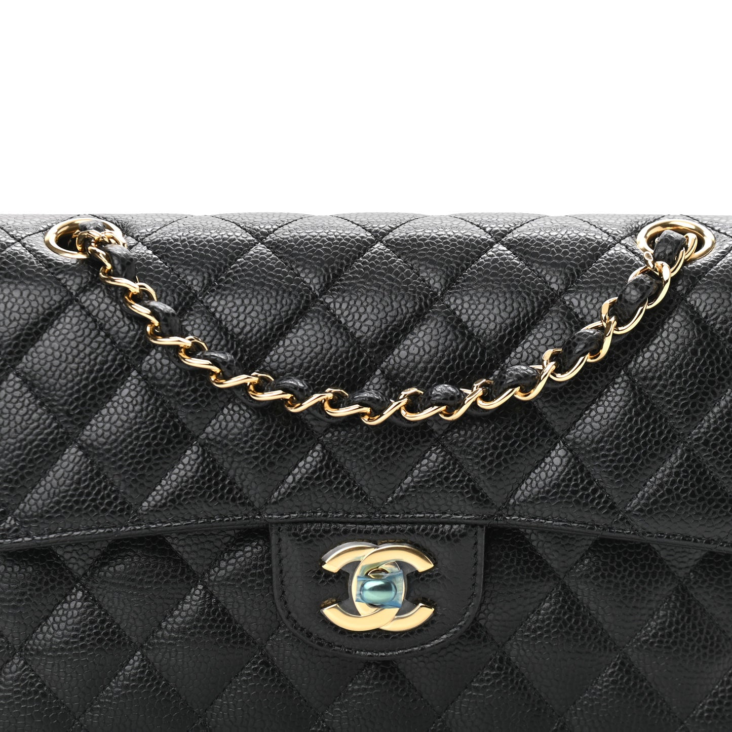 Caviar Quilted Small Double Flap Black