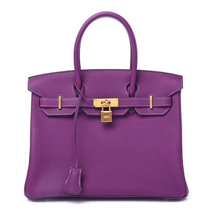 Hermes Togo Horseshoe Birkin 30 Anemone Gris Mouette 1 of 10