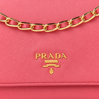 Prada Saffiano Metal Oro Chain Wallet Peonia 9 of 12