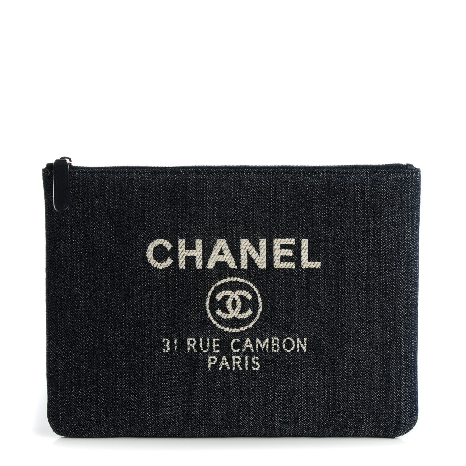 Chanel Denim Large Deauville Pouch Dark Blue 1 of 7