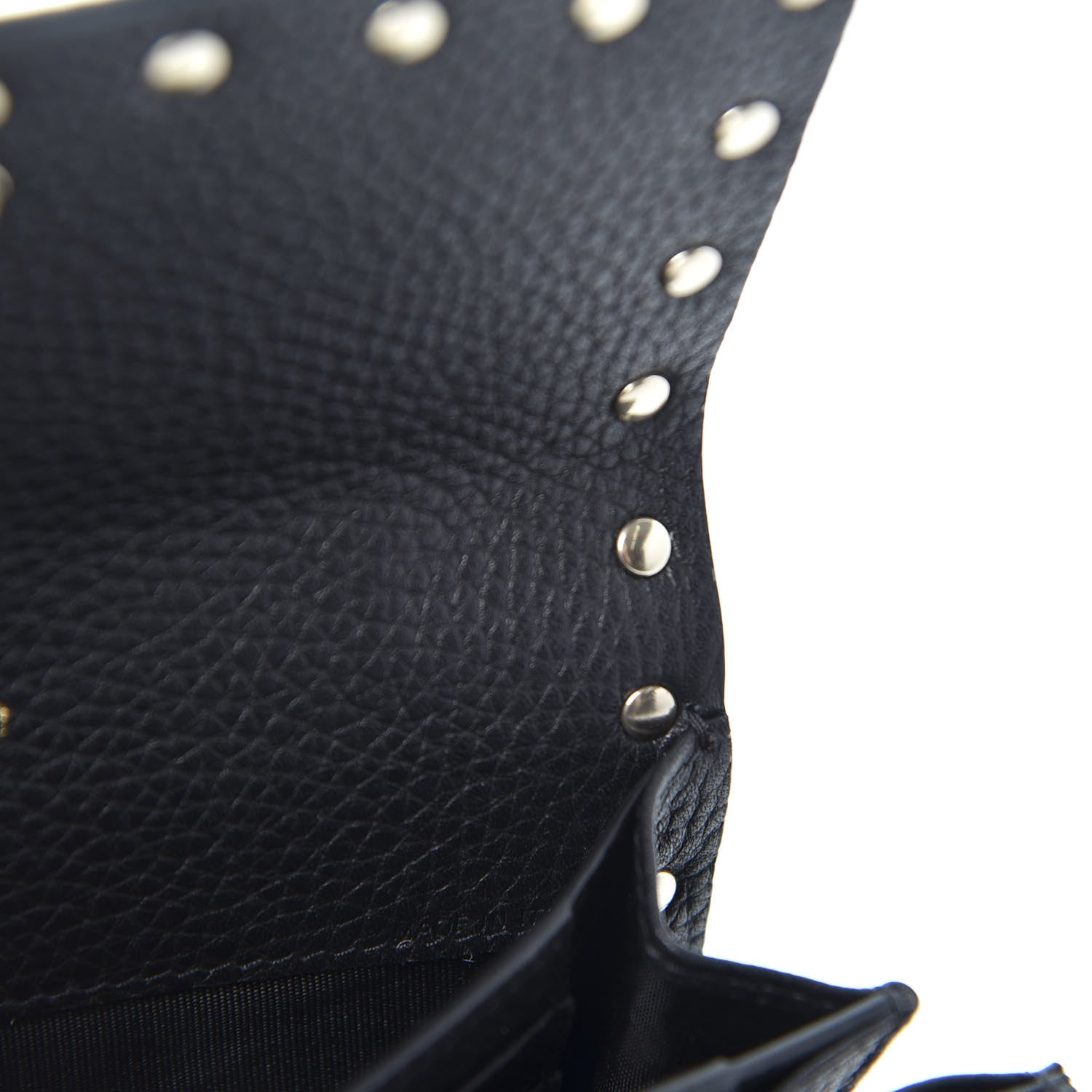 Valentino Garavani Pebbled Calfskin Rockstud Flap Wallet Black 9 of 10