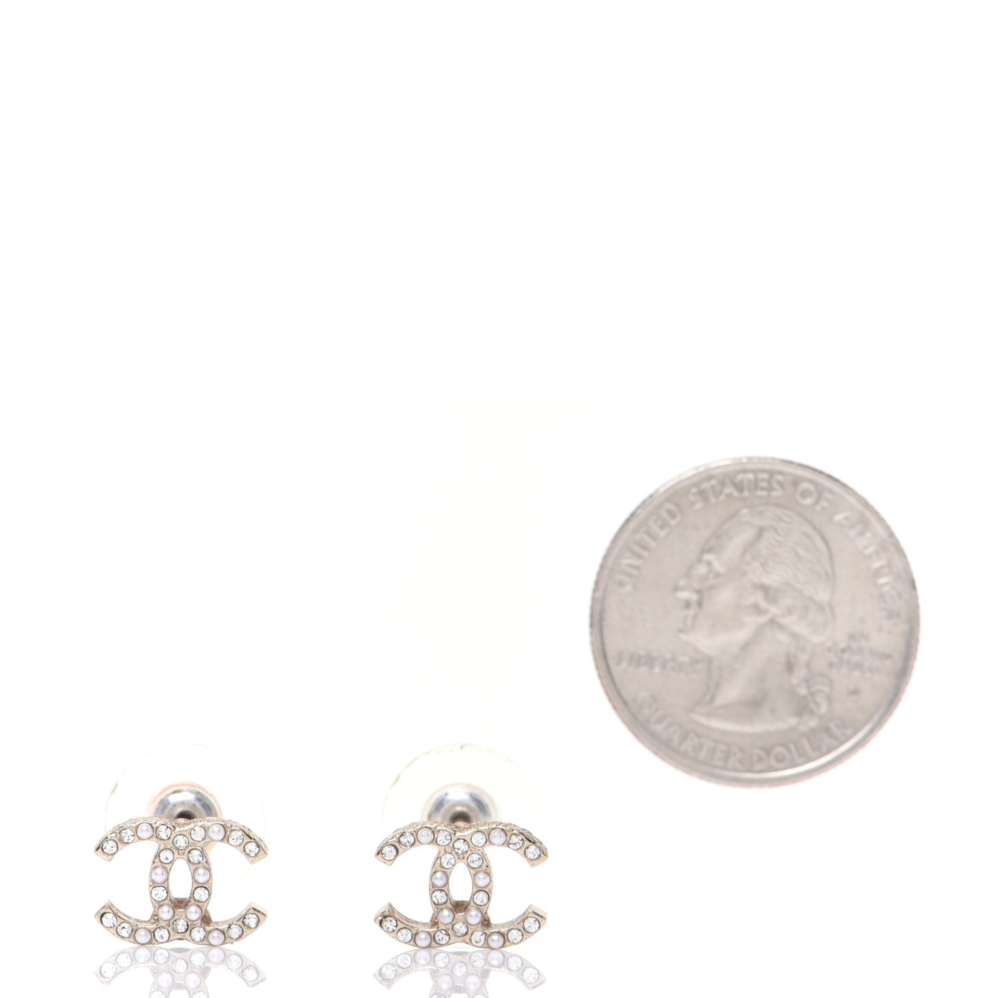 Pearl Crystal CC Earrings Gold